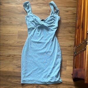 Windsor Elegant Light Blue Dress with Glitter Accents
